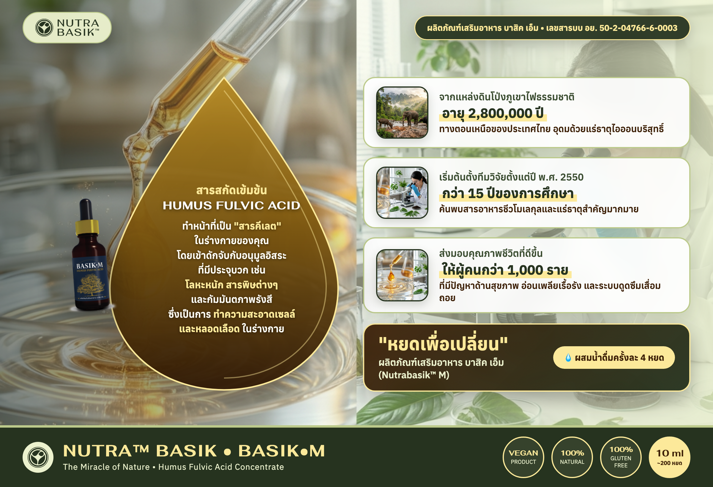 สารสกัดเข้มข้น Humus Fulvic Acid ทำความสะอาดเซลล์ NUTRA BASIK CI